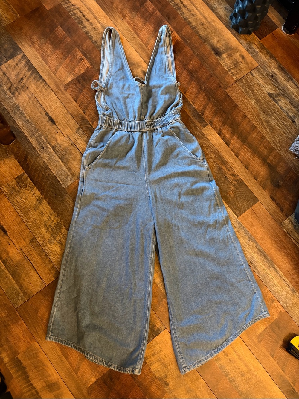 KanCan Light Wash Denim Wide Leg Jumpsuit